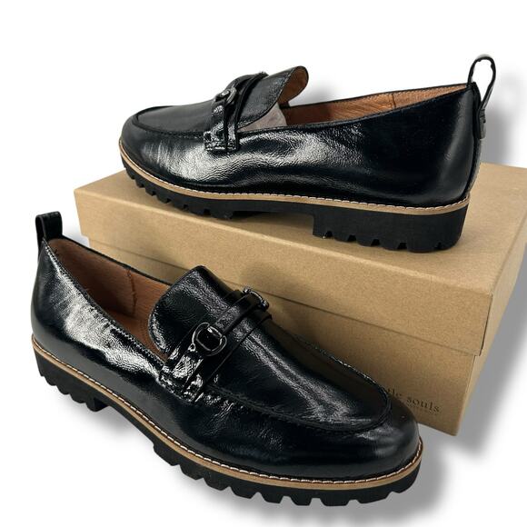 NEW Kenneth Cole Gentle Souls Black Loafers Eugene Lug Bit Leather Slip on 7 - Picture 5 of 12